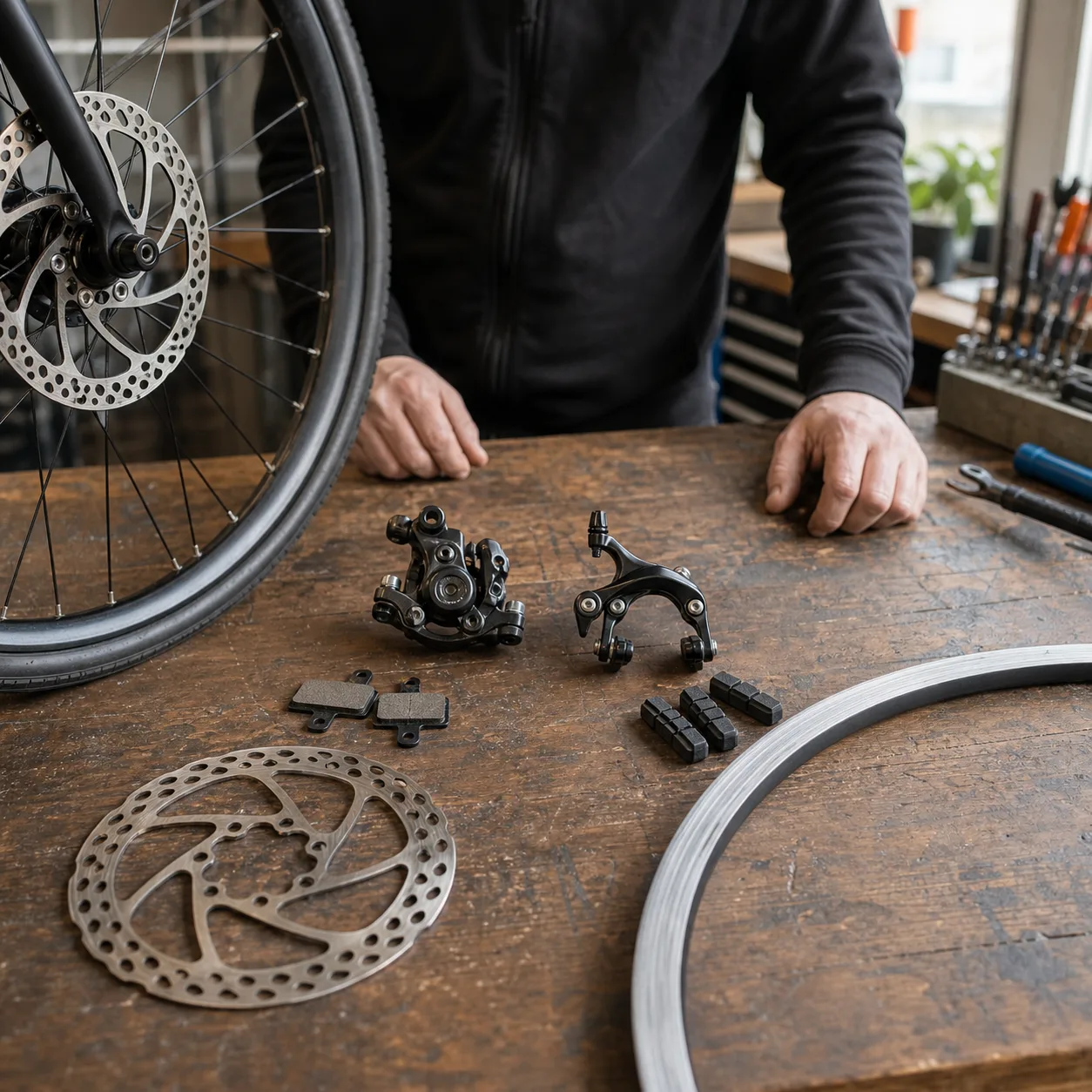 Cykelbromsar 2026 – skivbroms vs fälgbroms på hybridcykel i svensk cykelmiljö